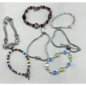 Bracelet Lot Silver Tone Beaded‎ Hearts